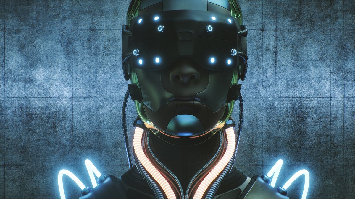 futuristic evil cyborg head