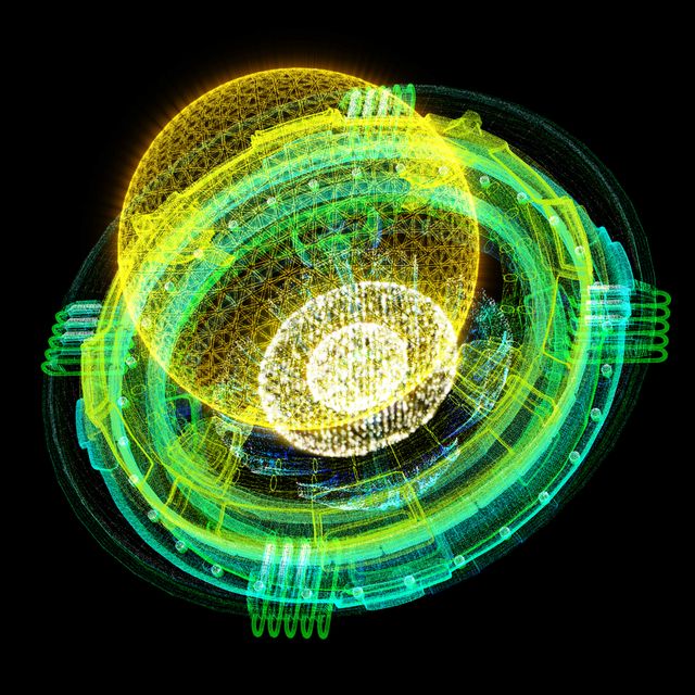 futuristic holographic nuclear fusion particles simulation