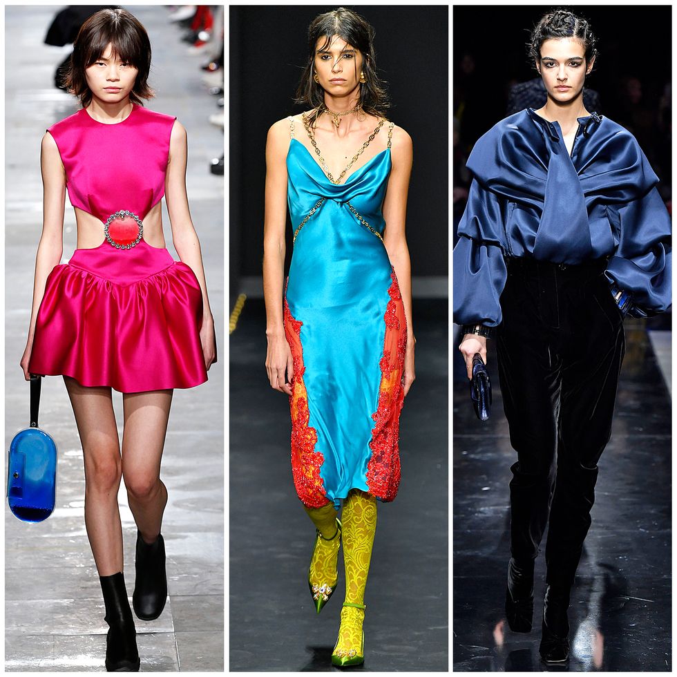 Fashion model, Clothing, Fashion, Blue, Dress, Runway, Electric blue, Cocktail dress, Turquoise, Footwear, 