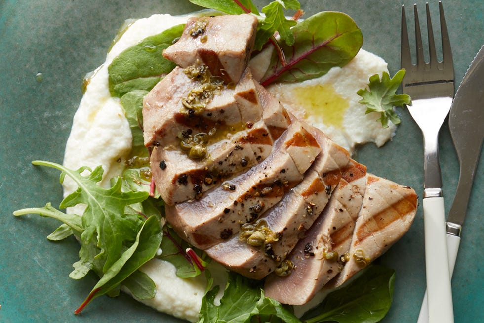 Grilled Ahi Tuna Over Mashed Cauliflower