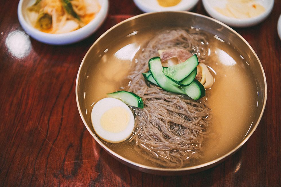 Dish, Food, Cuisine, Naengmyeon, Ingredient, Noodle, Soup, Comfort food, Noodle soup, Haejangguk, 