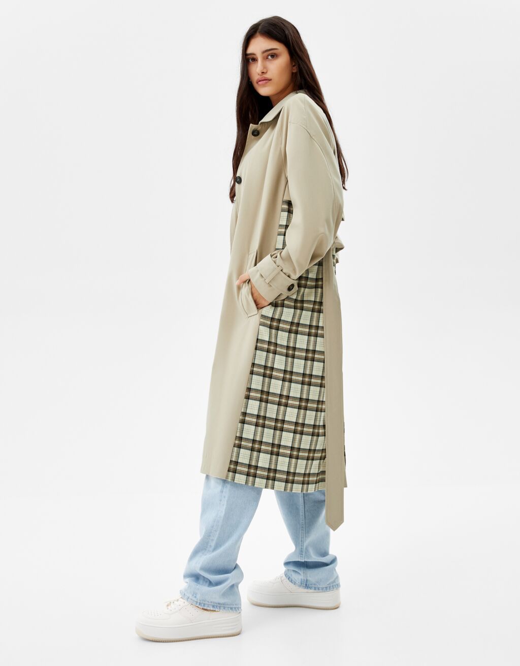 Bershka check clearance coat