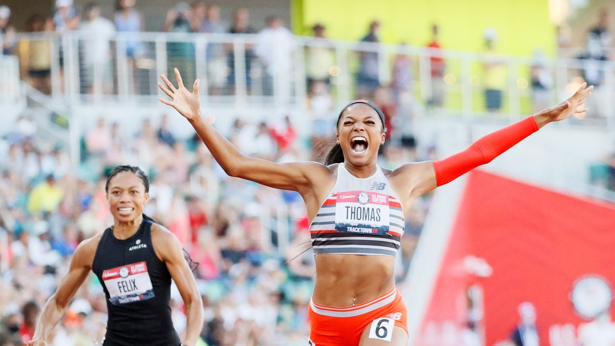 preview for Gabby Thomas Wins the Women’s 200 Meters at the Olympic Trials