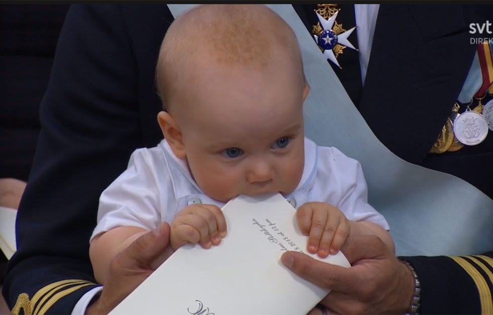Gabriel de Suecia en el bautizo de Adriana de Suecia