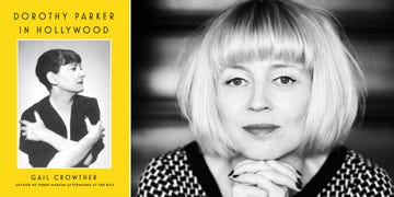 book cover for dorothy parker in hollywood by gail crowther with a black and white image of a woman, book review