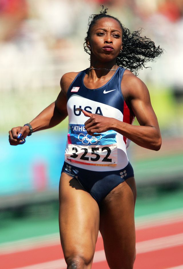 gail devers of the united states finishes third in the sixth