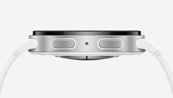 smartwatch showcasing a side view highlighting buttons and watch band