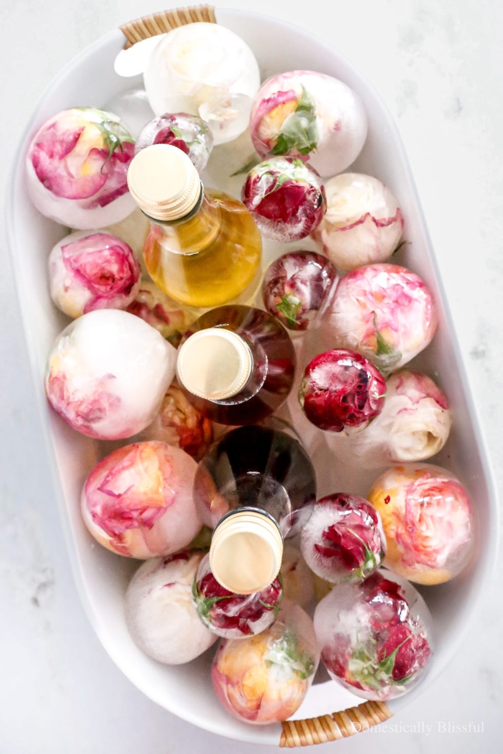 rose filled ice cubes