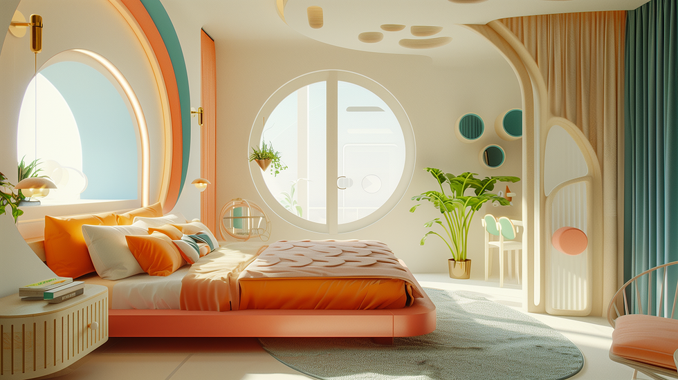 dormitorio moderno de colores diseñado por ia