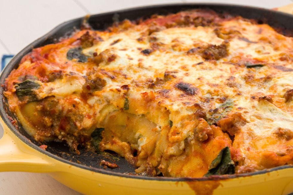 skillet ravioli lasagna with spicy italian sausage