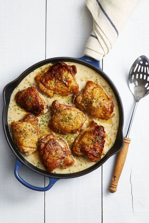 chicken thighs in white wine pan sauce