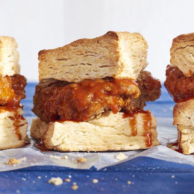 mile high biscuit sandwiches with sweet heat hot chicken