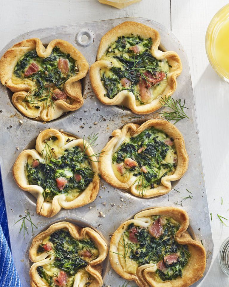 grab and go spinach and ham egg bakes