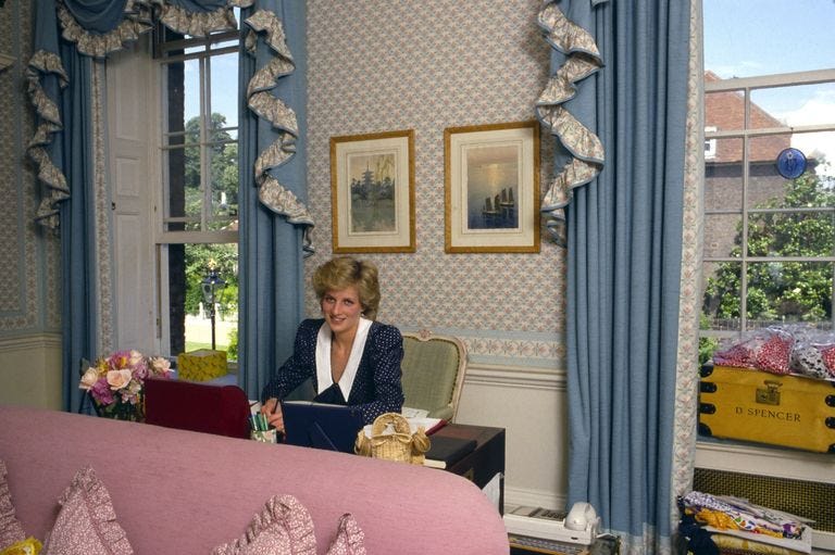 how diana, princess of wales decorated her private quarters in kensington palace