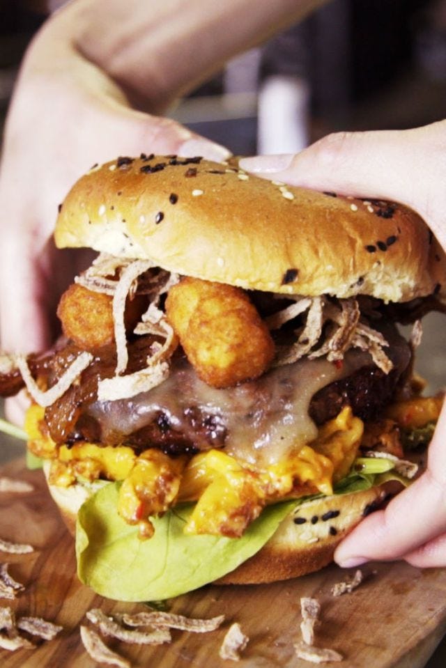 Dish, Food, Cuisine, Hamburger, Junk food, Buffalo burger, Ingredient, Breakfast sandwich, Fast food, Slider, 