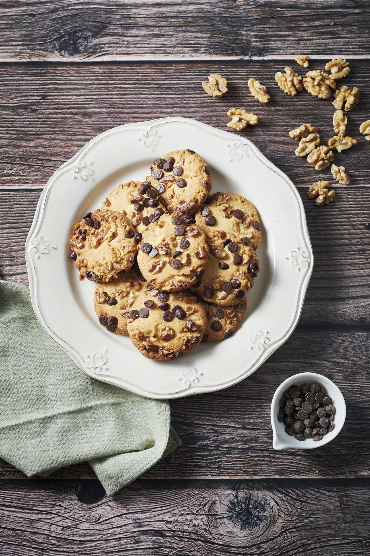 galletas de margarina, chocolate y nueces