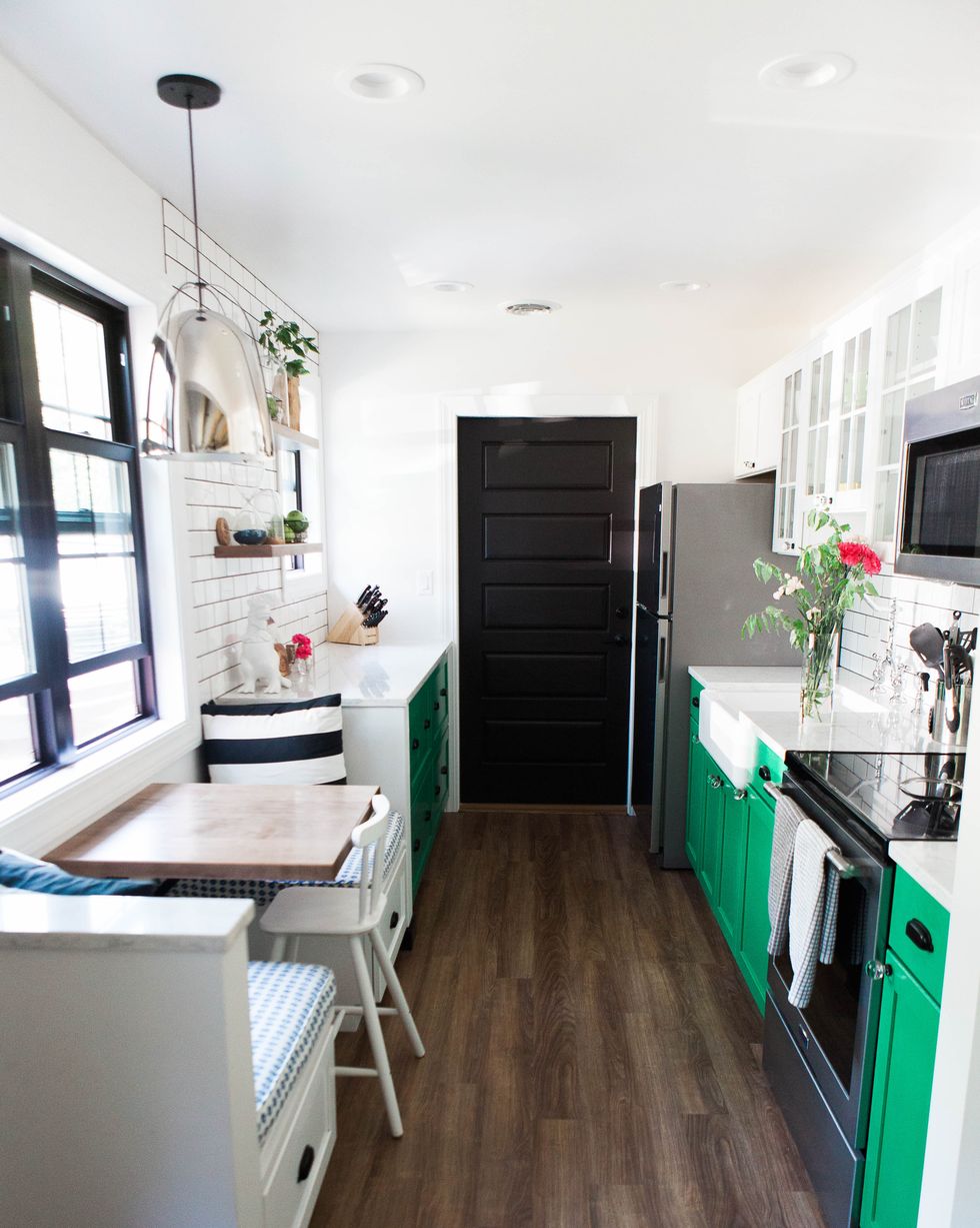 green cabinets in kitchen from galley kitchen design ideas