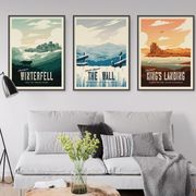 game of thrones posters in living room and winterfell candle