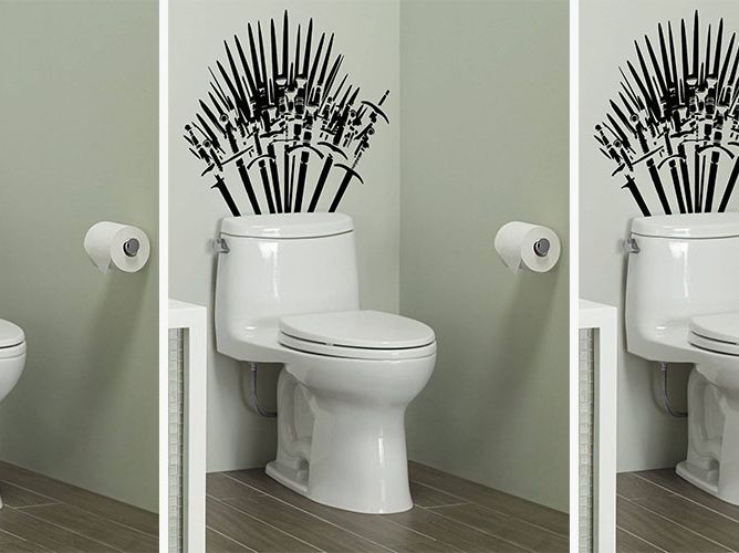 Toilet Paper with Inscription Surrounded by Thrones Stock Photo