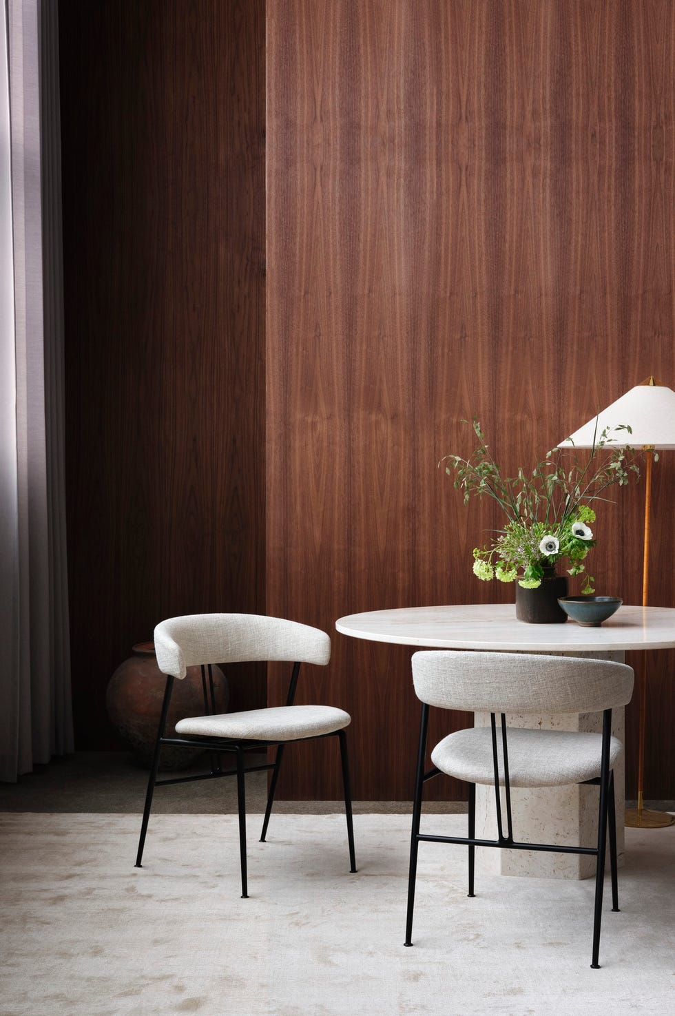 violin chair and epic elliptical table by gamfratesi for gubi