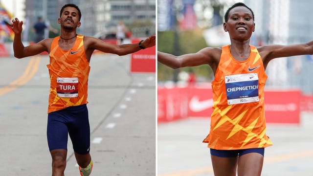 seifu tura y ruth chepngetich, ganadores del maratón de chicago 2021