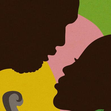 the poster for the classic horror movies ganja and hess, featuring the silhouettes of two faces