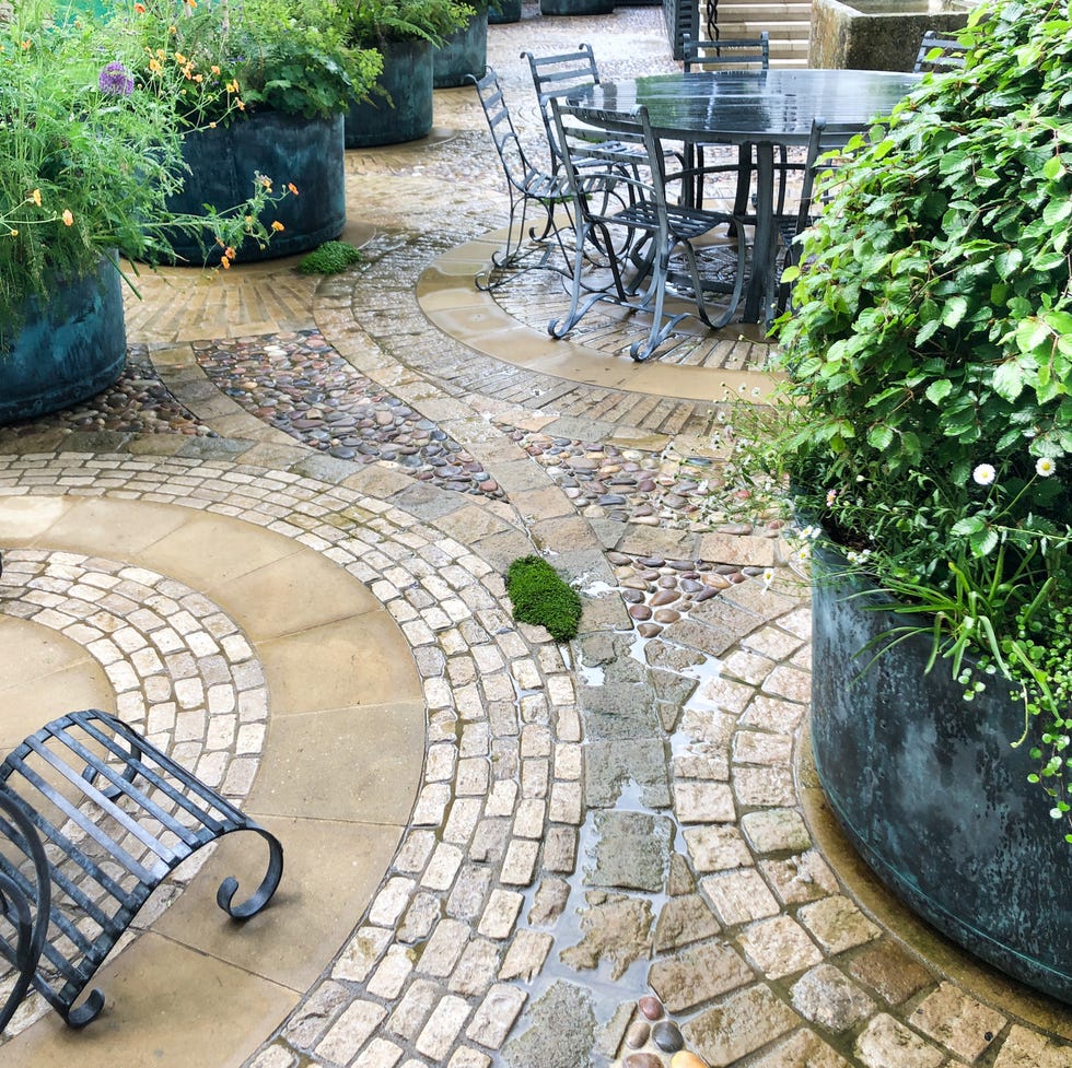 Circular paving, Ribbon Wheel garden by Butter Wakefield