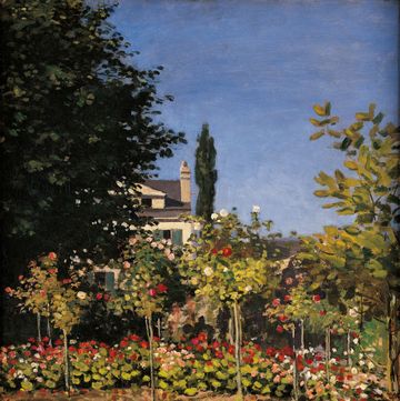 garden in sainte adresse, by claude monet, 1866, 19th century, oil on canvas