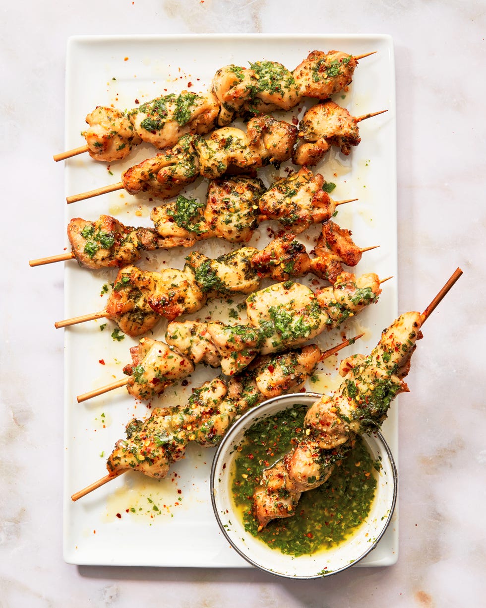 Chicken Skewers in Garlic Herb Sauce