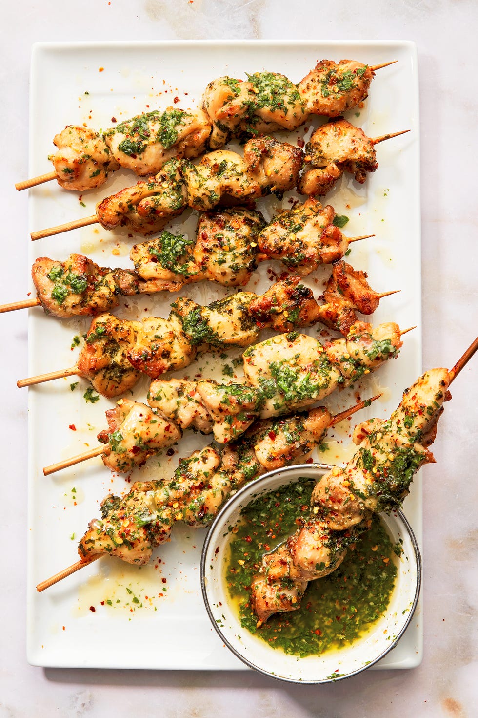Garlic Parmesan Chicken Skewers Chicken Skewers in Garlic Herb Sauce