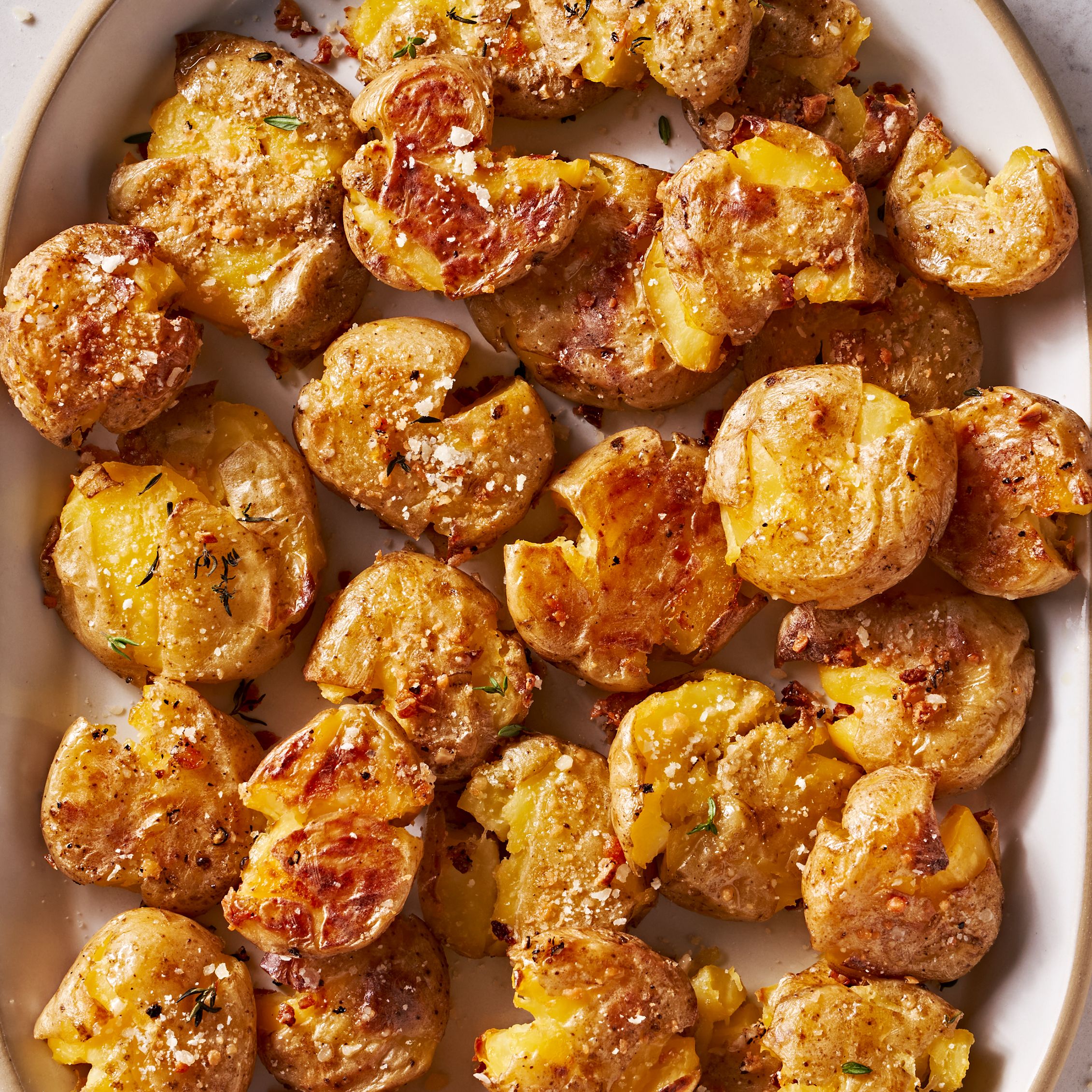 Crispy Garlic Smashed Baby Potatoes - Yay! For Food