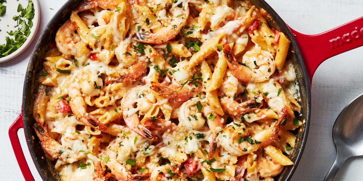 preview for Garlicky Shrimp Alfredo Bake Is Extra Cheesy