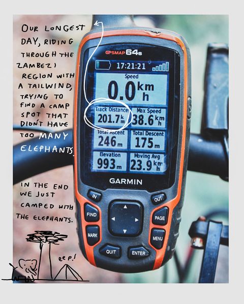 garmin showing all the distance, speed, elevation for the days ride