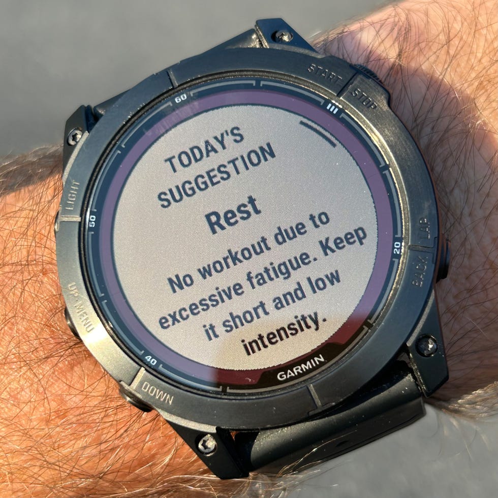 garmin smartwatch suggesting rest