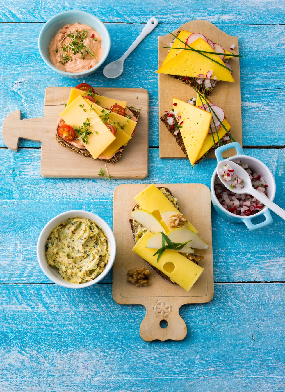 garnished sandwiches with spread and cheese