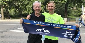 gary muhrcke and his grandson on the 50th anniversary of the nyc marathon