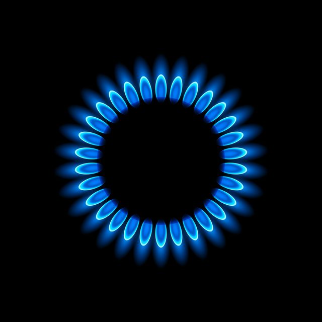 gas burners with blue flame