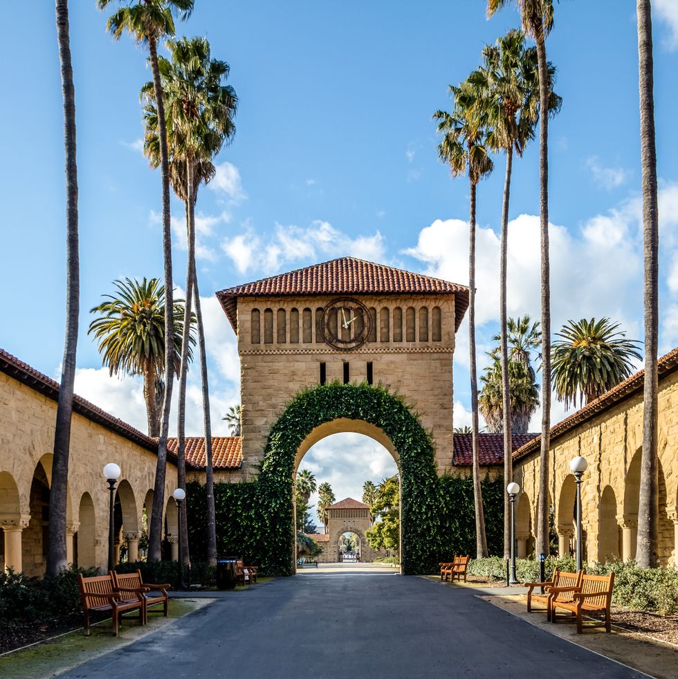 gate to the main quad at stanford university campus palo alto california usa