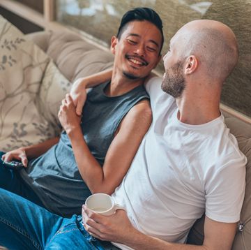 gay couple having relaxed weekend