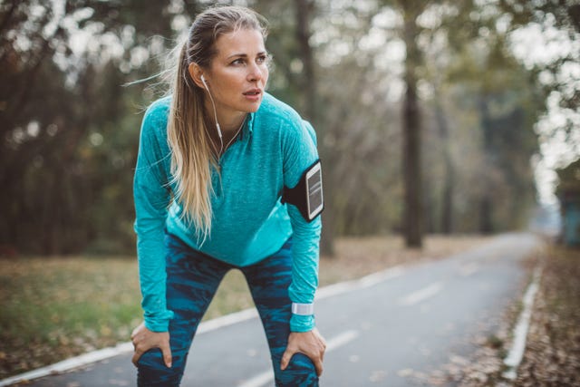 Vrouw hardlopen blauw training