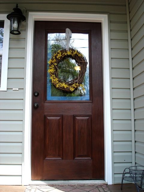 Door, Wreath, Home door, Hardwood, Wood, Window, Christmas decoration, Home, House, Interior design, 