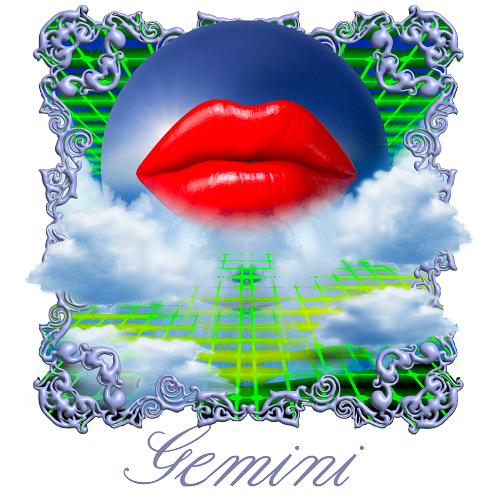 the word gemini under a pair of lips