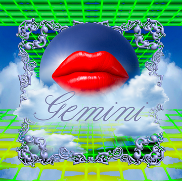 the word gemini under a pair of lips