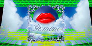 the word gemini under a pair of lips