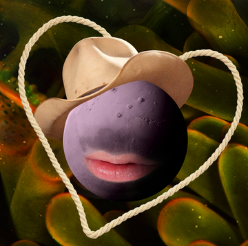 a planet wearing a cowboy hat inside a heart shaped rope