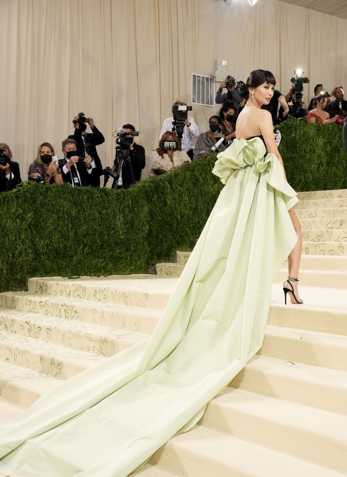 Gemma Chan with a dress fit for an Eternal at 2022 Met Gala