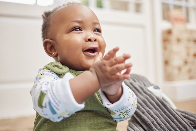 an adorable baby at home