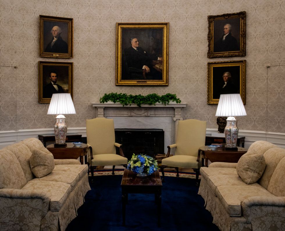an early preview of the redesigned oval office awaiting president joseph biden at the white house, on january 20 in washington, dc