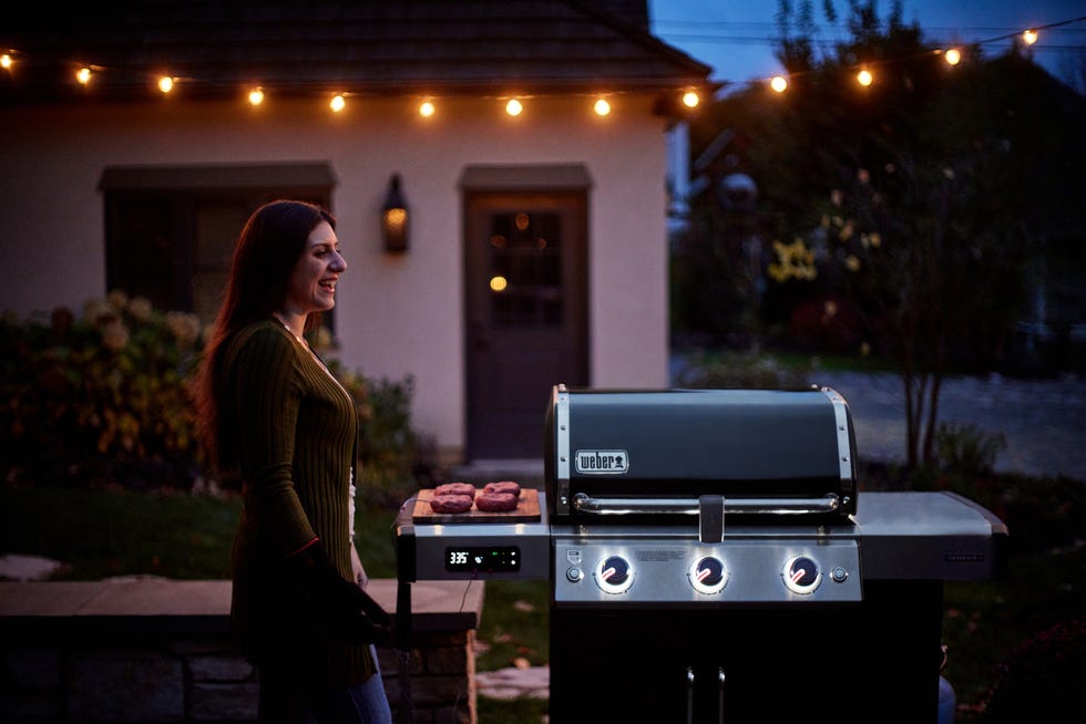 weber grill at night