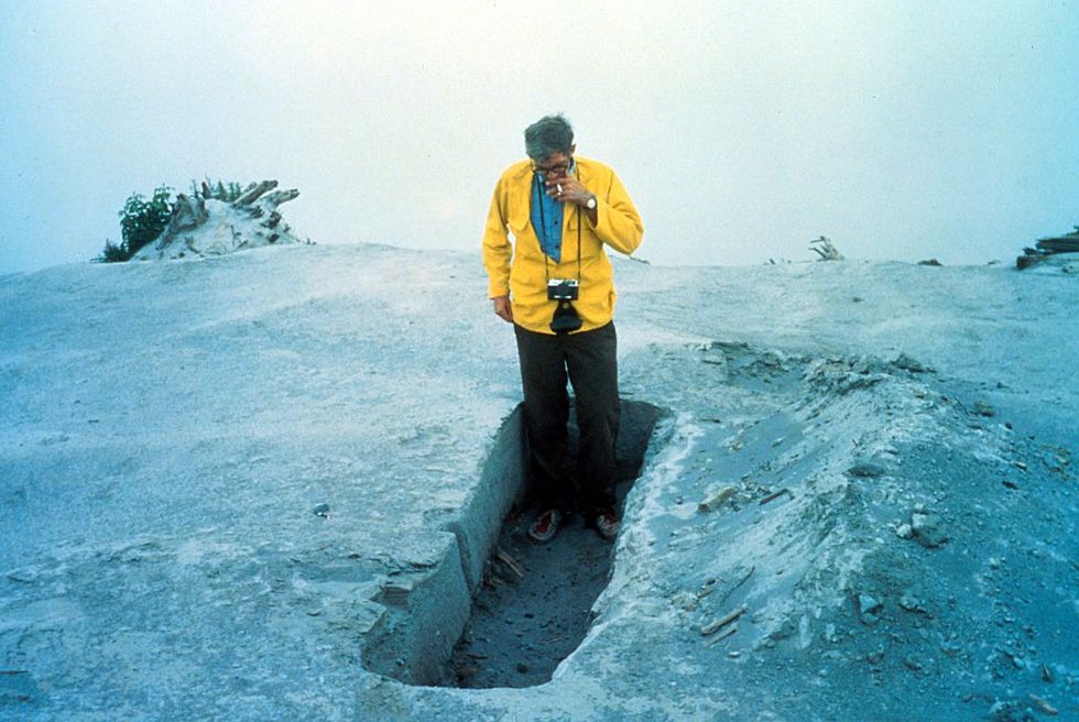 geologist standing in trench